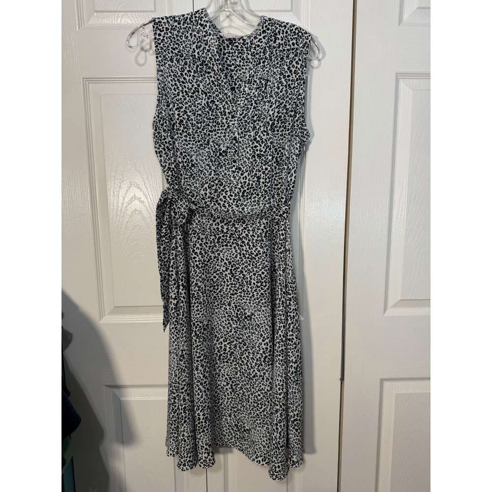 Nanette Lepore Women's Sleeveless Dress Leopard Print Black/ White Size 8